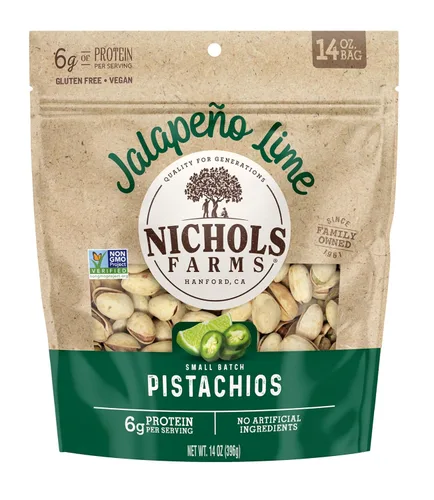 Miniatura 12 de Nichols Farms Pistachos cultivados en California, InShell, paquetes de aperitivos ricos en nutrientes, ajo tostado, 2 libras