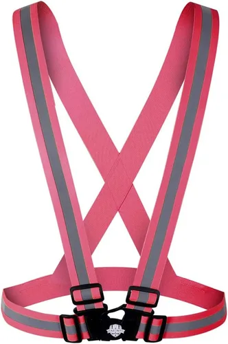 Dazonity Chaleco de seguridad de alta visibilidad, ligero, ajustable y elástico, tiras reflectantes Hi Vis, apto para hombres y mujeres, Rosa-1pack
