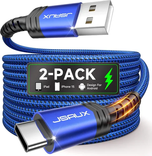 JSAUX Cable USB C [2 unidades de 6.6 pies], cable USB A a USB de carga rápida para iPhone Air, iPhone 17, iPhone 17 Pro, iPhone 17 Pro Max, iPhone