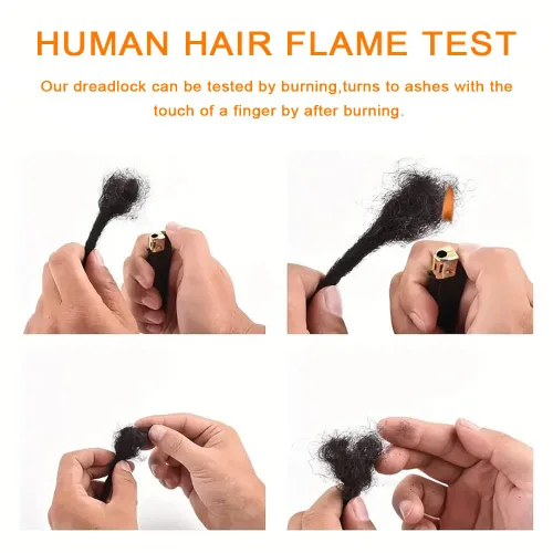 Miniatura 4 de Extensiones de Rastas de Cabello Humano 0.4cm de Grosor 4 Pulgadas 20 Hebras 100% Cabello Humano Real para Hombres/Mujeres/Niños Completamente
