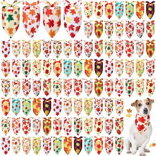 Miniatura 13 de Chunful 100 piezas de bandanas para perros a granel paquete de verano bufanda triangular babero pañuelo conjunto para accesorios de disfraz