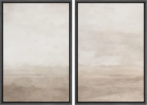 Miniatura 42 de SIGNWIN Lienzo enmarcado para pared, ilustraciones abstractas texturizadas en tonos beige terrosos, arte moderno, decorativo, contemporáneo