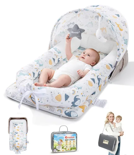 Miniatura 10 de Tumbona para bebé, tumbona portátil plegable de viaje para recién nacido de 0 a 12 meses, lavable y ligera, nido para bebé con toldo, nido de bebé