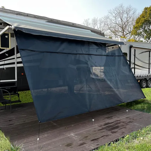 Pantalla de Sombra Solar para Toldo de RV 8'x15'3'' (Compatible con Toldo de 16'), Pantalla de Malla Negra con Cremallera, Pantalla Universal para