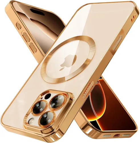 Miniatura 7 de Funda magnética para iPhone 15 Pro Max galvanizada transparente TPU suave [protección completa del lente de la cámara] imanes N56 que no se