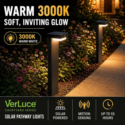 Miniatura 3 de Luces solares de sendero - Luces solares para pasarela para exteriores - Sensor PIR y dos modos de iluminación - Batería recargable que dura hasta