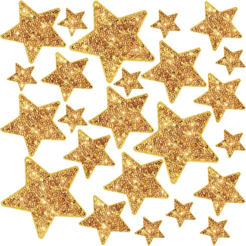 Miniatura 20 de Daifunli 24 Parches de Lentejuelas para Planchar de 4 Parches Decorativos Bordados Brillantes para Ropa, Bolsos, Chaquetas, Jeans, Sombreros