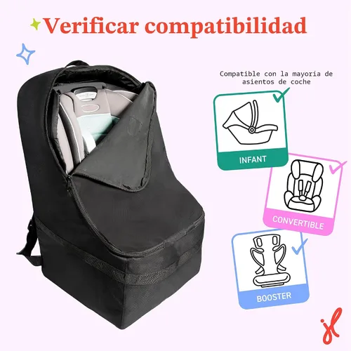 Miniatura 4 de J.L. Childress Mochila acolchada para asiento de automóvil, bolsa de viaje para asiento de automóvil para avión, funda para la mayoría de portabebés