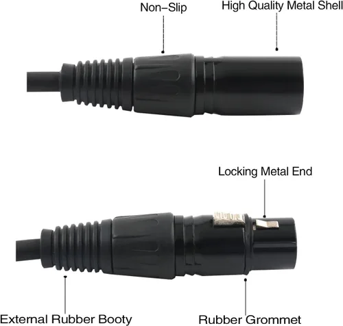 Miniatura 6 de Cable divisor XLR hembra a 2 macho cable de micrófono XLR Y cable divisor equilibrado (3 pines macho a 1 hembra) - 1.5 pies