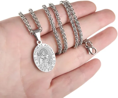 Miniatura 140 de P. BLAKE Collar ovalado de San Cristóbal, Miguel, José, Jude/Virgen María/José/Francisco/Patrick/Anthony/Benedict/Thomas para hombres y mujeres
