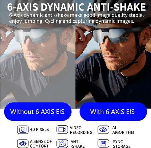 Miniatura 5 de Lentes inteligentes con inteligencia artificial con cámara, gafas de grabación de video con antivibración, gafas de sol inteligentes con Bluetooth