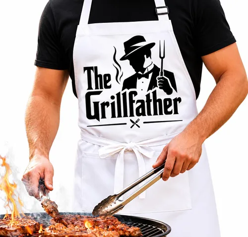 Miniatura 11 de Delantal para barbacoa y parrilla, regalo personalizado para el día del padre para papá, maestro de parrilla, abuelo, delantal de chef, delantales