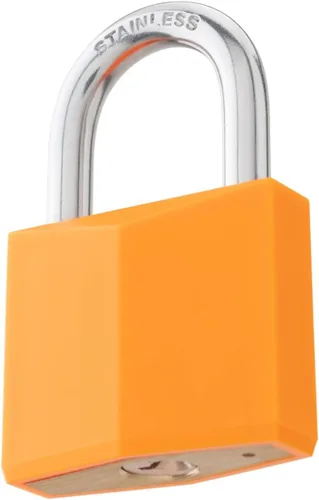 Miniatura 4 de Paquete de 12 cerraduras con llave igual, candado de latón cubierto naranja con grillete de acero inoxidable, cuerpo de bloqueo de 1-9/16 pulgadas