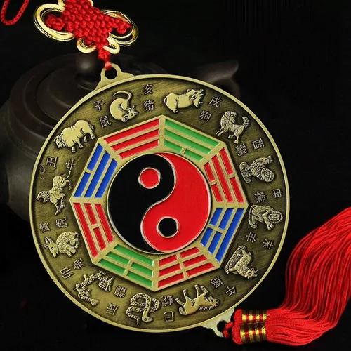 Miniatura 6 de Espejo chino de Feng Shui, espejo Bagua, espejo del zodiaco chino Bagua, espejo Feng Shui, espejo plano, colgante de decoración del hogar