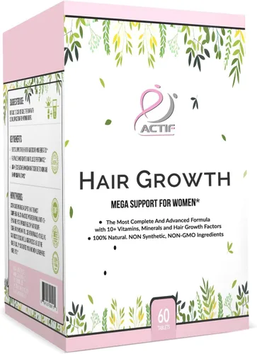ACTIF Crecimiento del cabello para mujeres con más de 10 factores avanzados, sin OMG, detiene el 99% de la pérdida de cabello, fabricado en Estados