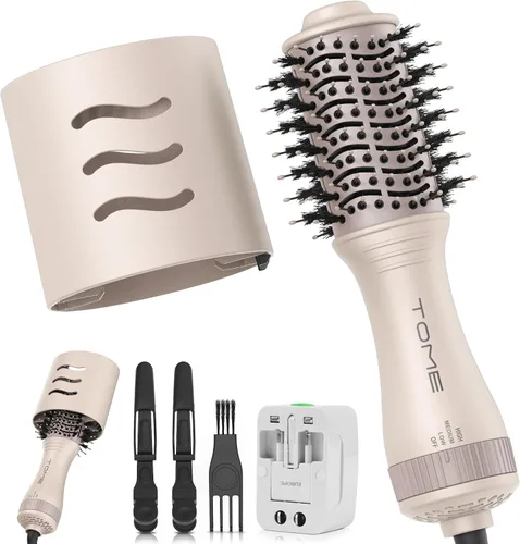 Miniatura 17 de Cepillo secador de pelo, cepillo secador de pelo de 1200 W en uno, cepillo de aire caliente redondo de 1.772 in para volumen y golpes suaves, doble