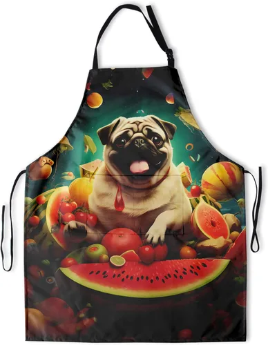 Miniatura 21 de Delantal colorido de poliéster Grooming Delantales con bolsillo para barbacoa Cocina Pintura Adultos German Shepherd