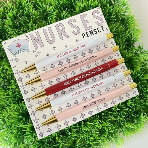 Miniatura 3 de Juego de 5 bolígrafos divertidos para enfermera, bolígrafos divertidos de tinta negra, bolígrafos de enfermería para enfermeras, médicos
