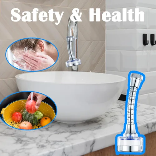 Filtro de agua para fregadero, filtro de agua giratorio de 360°, filtro giratorio universal para fregadero de cocina, baño, con tubo de extensión,