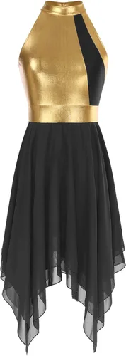 Miniatura 118 de easyforever Vestido de baile sin mangas con bloques de color para mujer, alabanza litúrgica, ropa de baile lírico, vestido de bata de adoración