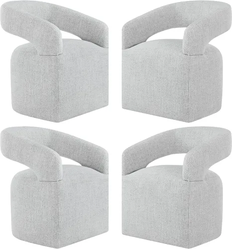 Miniatura 35 de KISLOT Juego de 1 sillas de comedor tapizadas, modernas sillas de comedor con ruedas ocultas, sillas de cocina con brazo con tela de aspecto