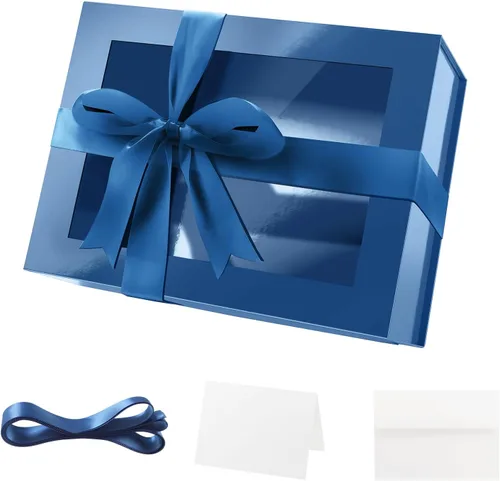 Miniatura 17 de PACKQUEEN 5 cajas de regalo negras grandes con ventanas, 13.5 x 9 x 4.1 pulgadas, cajas de regalo con ventanas transparentes para regalos que
