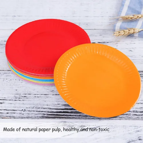 Miniatura 5 de NUOLUX Platos de postre de papel desechables de 6 pulgadas, platos pequeños redondos de papel para pasteles, aperitivos, cenas, fiestas y comidas