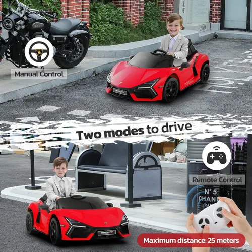 Miniatura 6 de ELEMARA Coches eléctricos Lamborghini para niños con puertas de tijera, coche de batería con control remoto para niños, coche de paseo de 12 V