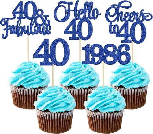 Miniatura 27 de Gyufise Paquete de 24 adornos negros para cupcakes de 10.º cumpleaños con purpurina negra 10 Ten Hello 10 Dights dobles desde 2015 para decoraciones