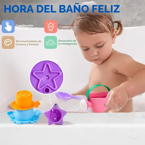 Miniatura 2 de Fajiabao Juguetes de baño para bebés de 1 a 3 años, juguetes de baño para niños pequeños, sin moho, para bañera de 2 a 4 años, arena, playa