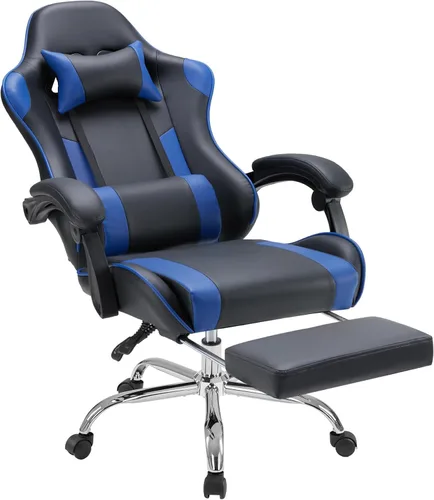 Miniatura 24 de NEWBULIG Silla de escritorio para juegos de computadora, soporte lumbar ergonómico grande con reposabrazos abatibles y ruedas giratorias de 360°