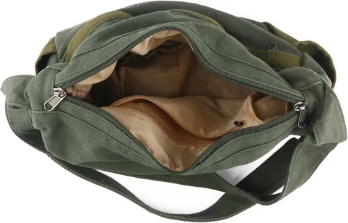 Miniatura 5 de Bolso bandolera grande de lona con múltiples bolsillos para hombres y mujeres, bolso cruzado de hombro para laptop 2 - Verde