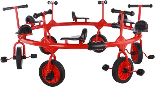 Triciclo para ciclistas a partir de 3 años de edad preescolar, equipo de juego para niños al aire libre (jinete rojo para 6 personas)