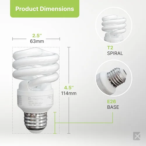 Miniatura 2 de Xtricity Bombillas fluorescentes compactas T2 en espiral, base E26, 23 W (equivalente a 100 W), blanco suave de 2700 K, 1600 lúmenes, CFL, 120 V