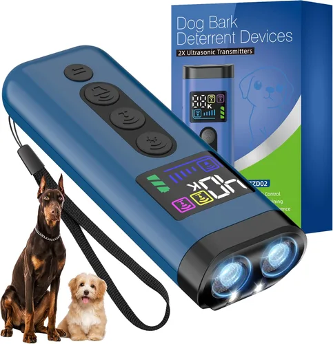 Dispositivo disuasorio de ladridos de perro, rango de 65 pies, dispositivo ultrasónico de disuasión de ladridos 3X y entrenador ultrasónico para Azul