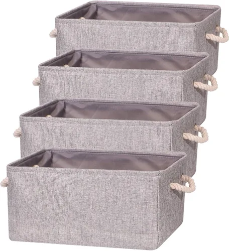 TENABORT Paquete de 4 cestas de almacenamiento grandes, caja de almacenamiento plegable, organizador plegable de tela con asas para armario, hogar,