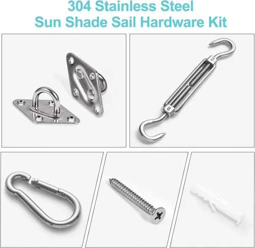 Miniatura 3 de HOMPER, kit de accesorios para toldos, kit de hardware resistente de acero inoxidable para toldos de jardín en forma de triángulo, cuadrado