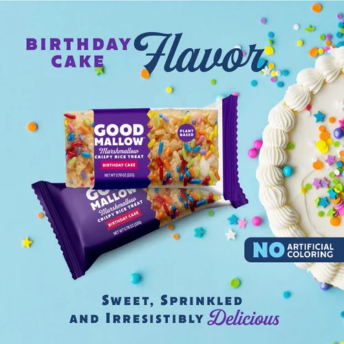 Miniatura 5 de GoodMallow Treats Veganos Crujientes de Arroz Envueltos Individualmente Caja de 8, Bocadillos Veganos Kosher, Aperitivos Sin Gluten Sin Lácteos