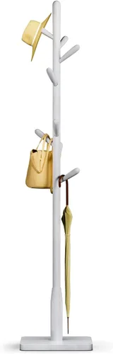 Miniatura 18 de Perchero de madera maciza, perchero independiente en forma de árbol con 11 ganchos, poste principal de 1.6 pulgadas de diámetro para ropa, soporte