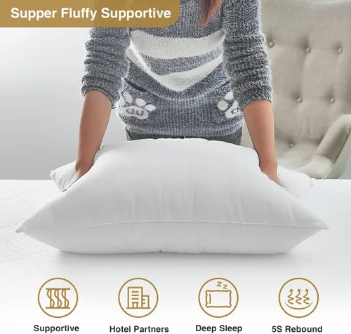 Miniatura 5 de Acanva Almohadas de cama para dormir, calidad de hotel refrescante con relleno alternativo suave 3D de plumón para dormir de espalda, boca abajo