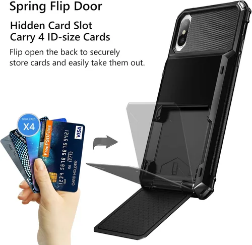Miniatura 2 de Vofolen Funda para iPhone Xs Max, con ranura para identificación, tarjetero de crédito, resistente a los arañazos, de doble capa, protección contra