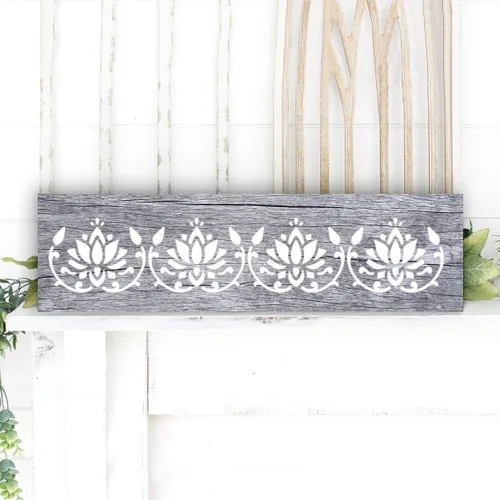 Miniatura 6 de ORIGACH 12 Piezas Plantilla de Borde de Flores, Plantilla de PET con Borde de Mandala Ornamentada para Pintura de Pared, Plantillas de Pintura
