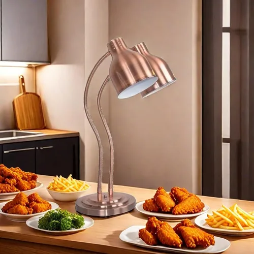 Miniatura 4 de Lámpara de calor de alimentos de doble cabezal con bombilla de 500 W, calentador de alimentos, lámpara de calefacción infrarroja, encimera