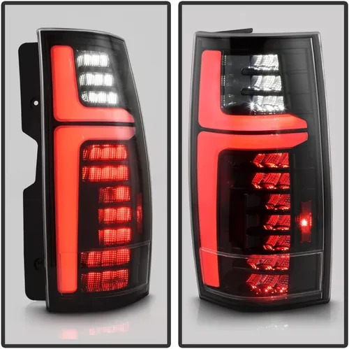 Miniatura 5 de KEEKPO - Para 2007-2013 Chevy Suburban 1500 2500 Tahoe GMC Yukon Luces de cola traseras completas LED negras con lámparas de freno, juego Negro ónice