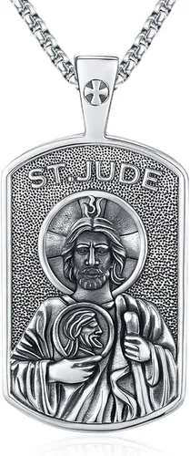 Miniatura 87 de Eusense San Miguel San Cristóbal San Benito San Judas Virgen María Collar chapado en oro 925 joyería religiosa para hombres y mujeres, collar