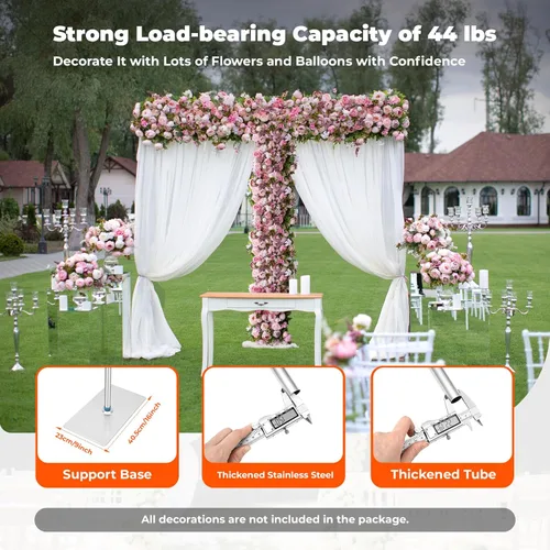 Miniatura 6 de Kit de tubo para telón de fondo de 20 x 10 pies, resistente para boda, soporte ajustable con bases de acero inoxidable ponderadas para marco