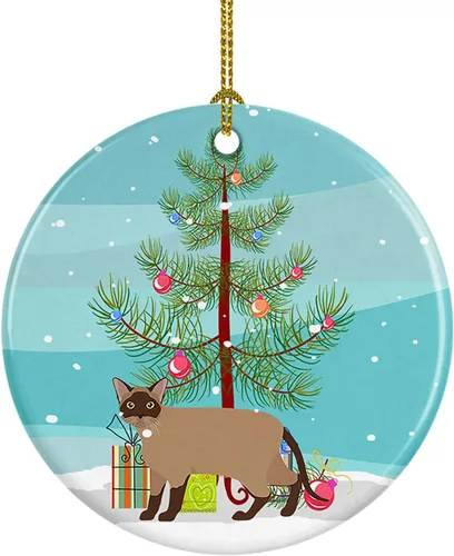Miniatura 90 de Caroline's Treasures Adorno de cerámica con texto en inglés "Merry Christmas" para colgar en el árbol de Navidad, decoración para el hogar, Navidad