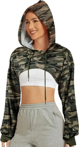 Miniatura 4 de Kissonic Sudaderas con capucha de manga larga para mujer, atléticas, recortadas, sudaderas casuales