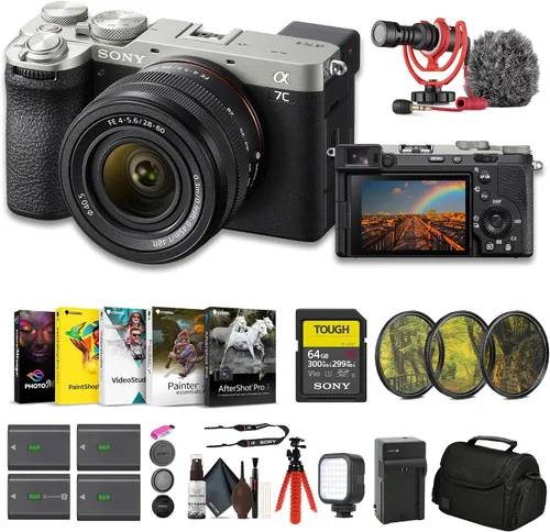 Miniatura 3 de Sony Cámara sin espejo a7C II con lente de 1.102-2.362 in (ILCE-7CM2L/B) + tarjeta resistente SF-G de 64 GB + kit de filtro + bolsa + 3