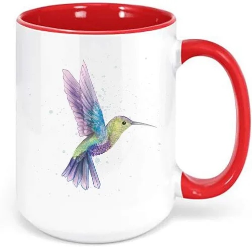 Miniatura 2 de Taza de colibrí de acuarela/taza de café para amantes de los pájaros/idea de regalo de cumpleaños/diseño sublimado (negro)